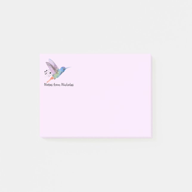 Individuelle Name Fun Hummingbird Bird Naturkunde Post-it Klebezettel (Vorderseite)
