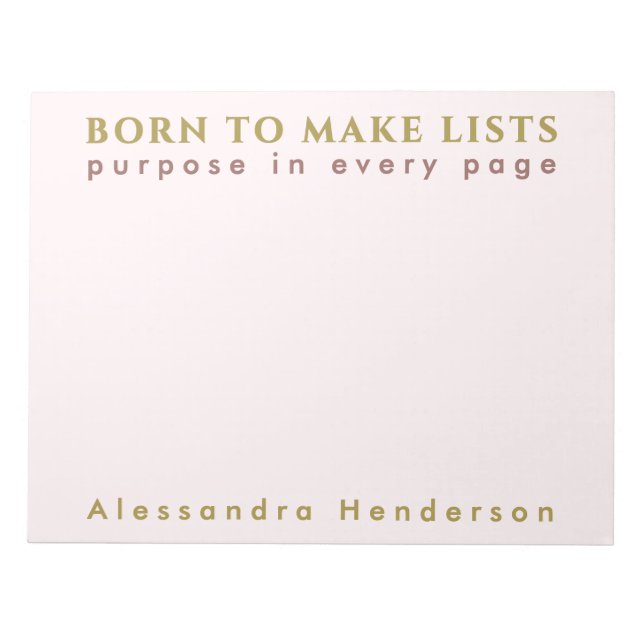 Individuelle Name Fun List Lover Minimalistisch Pa Notizblock (Vorderseite)