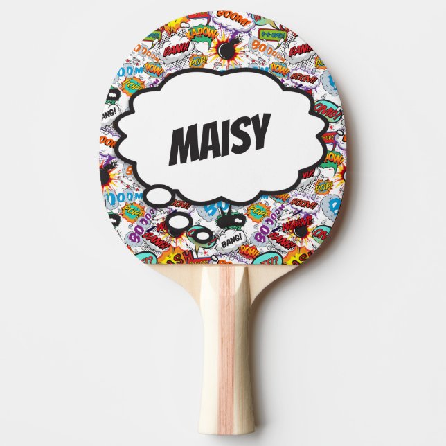 Individuelle Name Fund Trendy Comic Book Tischtennis Schläger (Vorderseite)