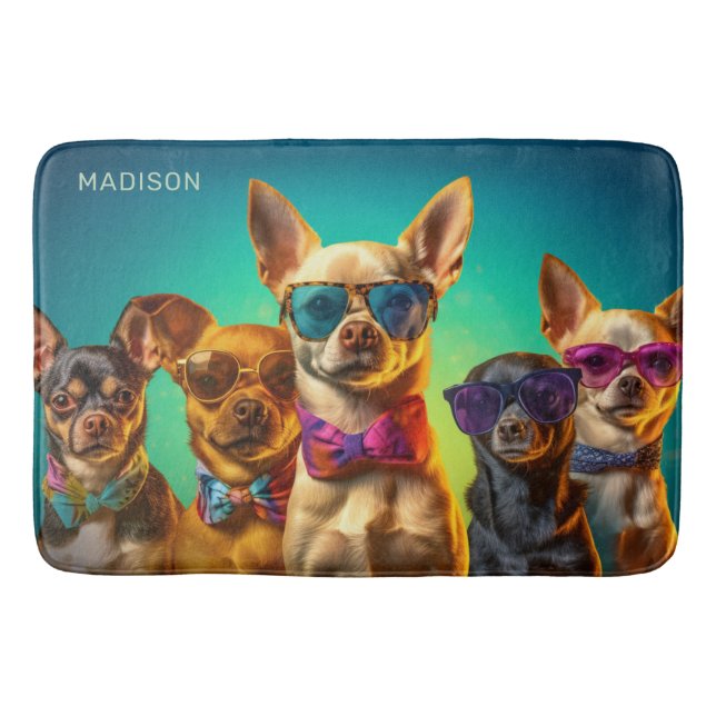 Individuelle Name Funny Dogs Badematte (Vorderseite)