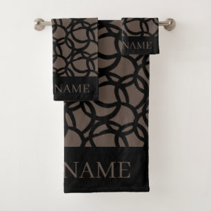Individuelle Name für abstraktes Schwarz-Braun-Mus Badhandtuch Set