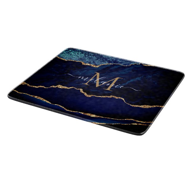 Individuelle Name für den Bau von Navy Blue Marmor Schneidebrett (Ecke)