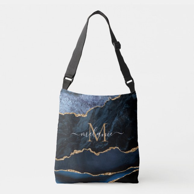 Individuelle Name für die Blaue Goldtasche Tragetaschen Mit Langen Trägern (Vorderseite)