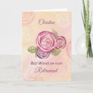 Individuelle Name für die Ruhestandszeit Blume Ros Karte