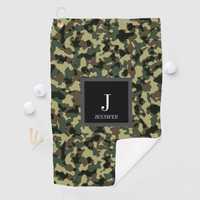 Individuelle Name für grüne Camouflage Golfhandtuch (Insitu)