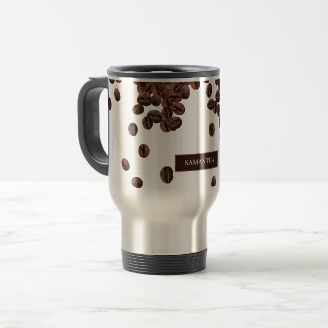 Individuelle Name für Kaffeebohnen Reisebecher (Vorderseite Links)