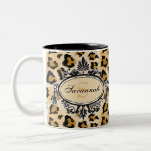 Individuelle Name für klassisches Leopard-Muster u Zweifarbige Tasse