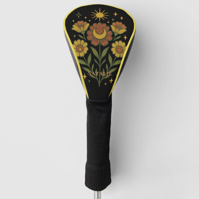 Individuelle Name für mystische Folk-Blume Golf Headcover (Vorderseite)