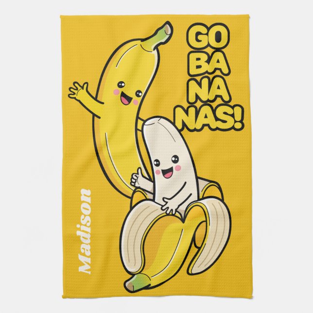 individuelle Name für niedliche Bananen Geschirrtuch (Vertikal)