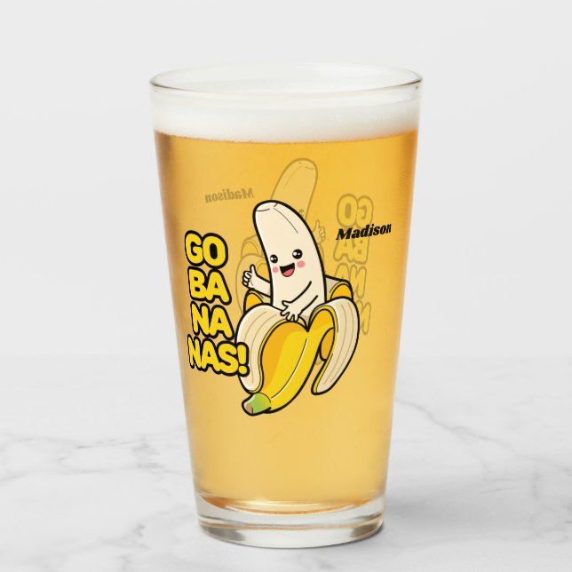 individuelle Name für niedliche Bananen Glas (Rückseite (gefüllt))