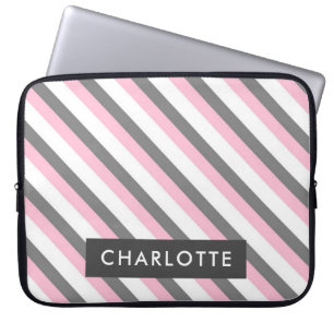 individuelle Name für niedliche Diagonalstreifen Laptopschutzhülle