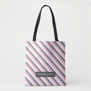 individuelle Name für niedliche Diagonalstreifen Tasche