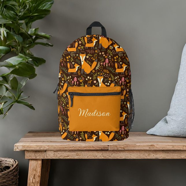 Individuelle Name für niedliche Füchse Bedruckter Rucksack (Von Creator hochgeladen)