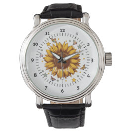 Individuelle Name für Retro-Sonnenblumengeschenk Armbanduhr