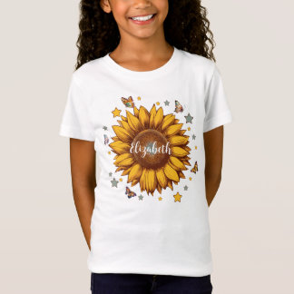Individuelle Name für Retro-Sonnenblumengeschenk T-Shirt