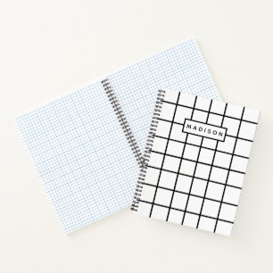 individuelle Name für Schwarz-weißes Grid-Muster Notizbuch