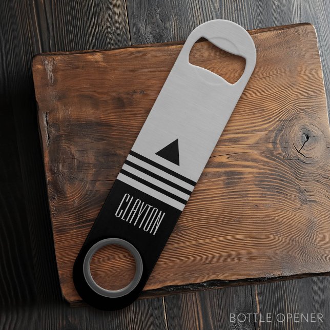 Individuelle Name für Silber- und Schwarz-Weiß-Des Speed Flaschenöffner (Custom Monogram Bottle Opener)
