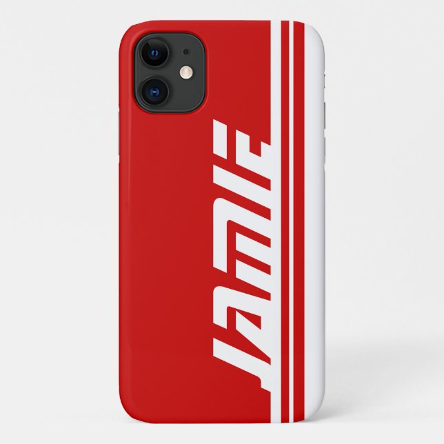 individuelle Name für Sportarten in Rot und Weiß Case-Mate iPhone Hülle (Rückseite)