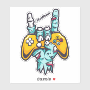 Individuelle Name Gamer Zombie-Aufkleber Aufkleber