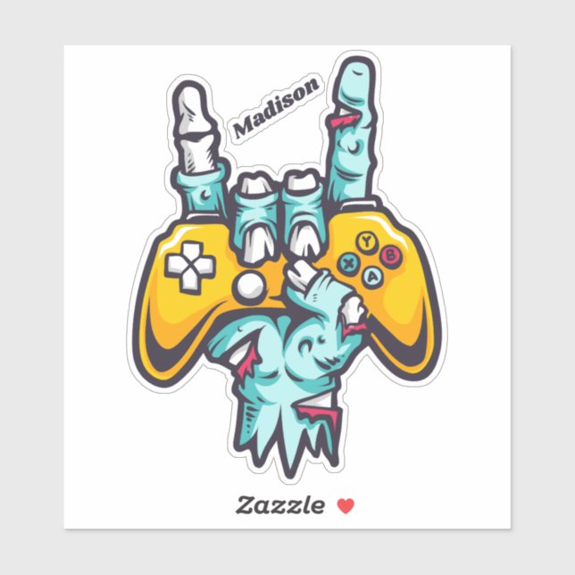 Individuelle Name Gamer Zombie-Aufkleber Aufkleber (Blatt)
