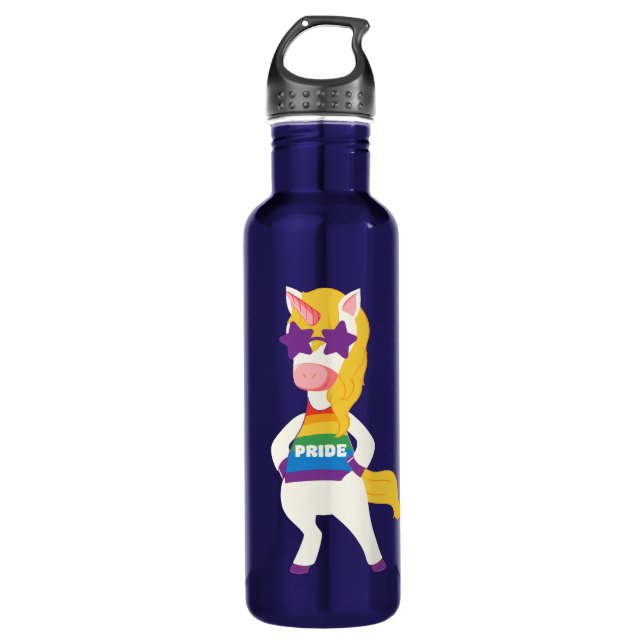 Individuelle Name Gay Unicorn Edelstahlflasche (Vorderseite)