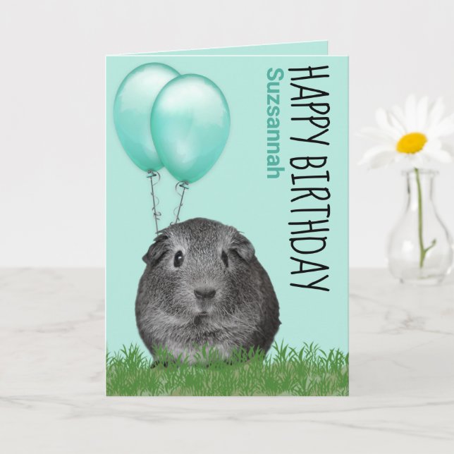 Individuelle Name Geburtstagsfeier Guinea Schweine Karte (Kleine Pflanze)
