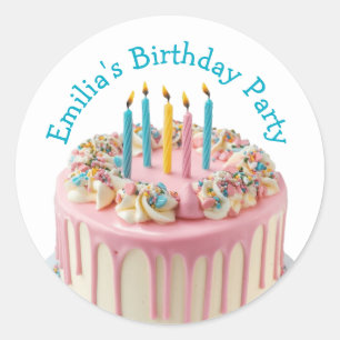 Individuelle Name Geburtstagsparty Tropfen Cake Ca Runder Aufkleber