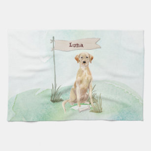 Individuelle Name Gelbe Labrador Haustier Hund Geschirrtuch