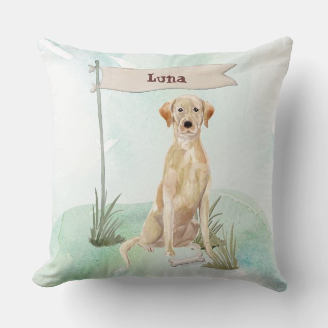 Individuelle Name Gelbe Labrador Haustier Kissen (Vorderseite)