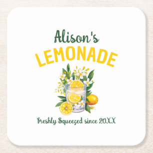 Individuelle Name Gelbe Lemonade Sommerliches Part Rechteckiger Pappuntersetzer