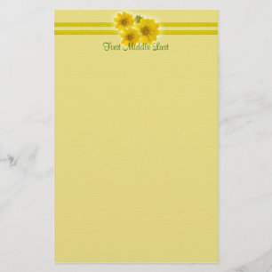 Individuelle Name Gelbe Wildblumen Kopfgrenze Briefpapier