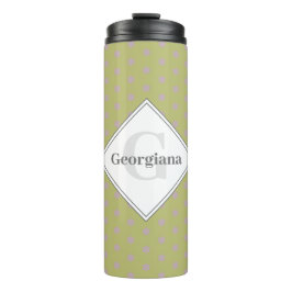 Individuelle Name Geometric Warm Neutral Polka Dot Thermosbecher