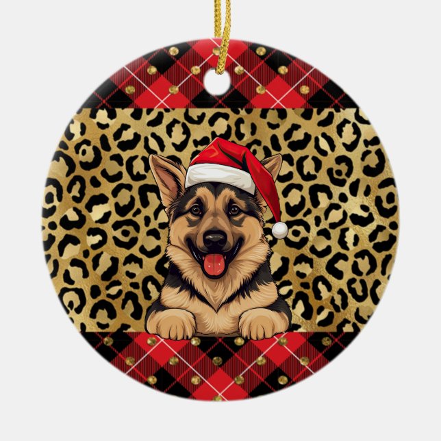 Individuelle Name German Shepherd dog Weihnachtsma Keramik Ornament (Vorne)