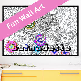 Individuelle Name Giant Elephant Floral Coloring P Poster