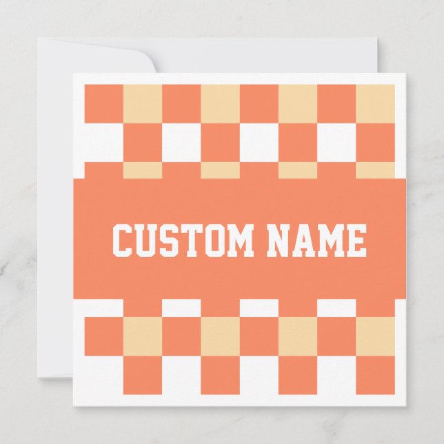 Individuelle Name Gingham Pattern Einladung (Vorderseite)