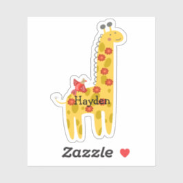 Individuelle Name Giraffe & Bird Yellow Laptop Aufkleber