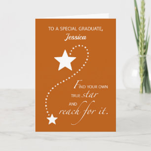 Individuelle Name Girl Abschluss Burnt Orange Star Karte
