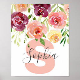 Individuelle Name Girl Baby Floral Rose Girls Kind Poster