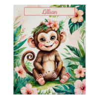 Individuelle Name Girl Kinderzimmer Baby Monkey