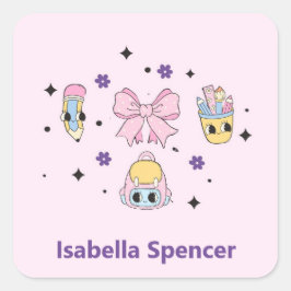 Individuelle Name Girl Niedlich Soft Pink Quadratischer Aufkleber