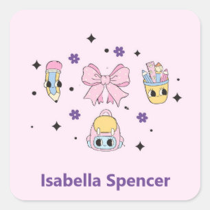 Individuelle Name Girl Niedlich Soft Pink Quadratischer Aufkleber