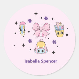 Individuelle Name Girl Niedlich Soft Pink Runder Aufkleber