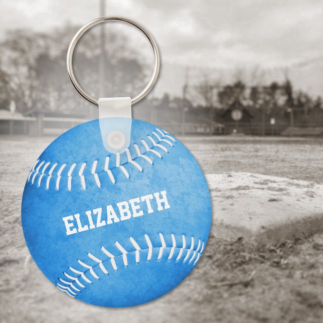 individuelle Name Girls Blue Softball Schlüsselanhänger (Von Creator hochgeladen)