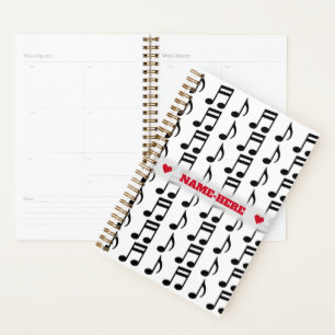 Individuelle Name + Gitter des Musical Notes-Plann Planer
