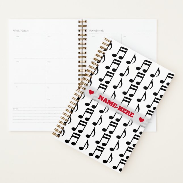 Individuelle Name + Gitter des Musical Notes-Plann Planer (Anzeige)