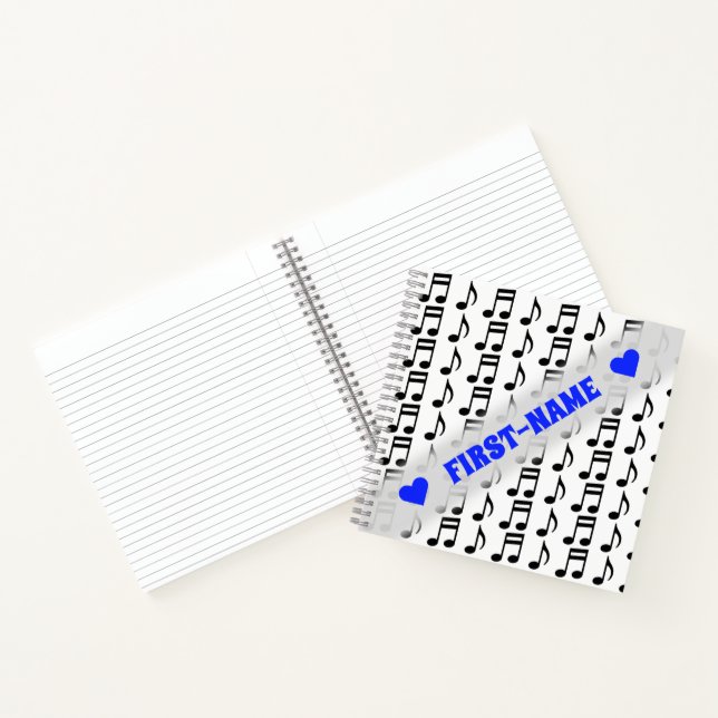 Individuelle Name + Gitter für Musical Notes-Noteb Notizbuch (Innenseite)