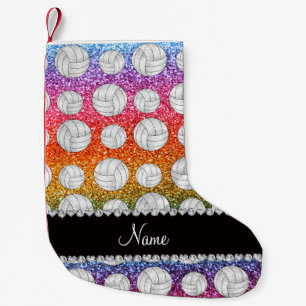 Individuelle Name Glitzer Volleyball Kleiner Weihnachtsstrumpf