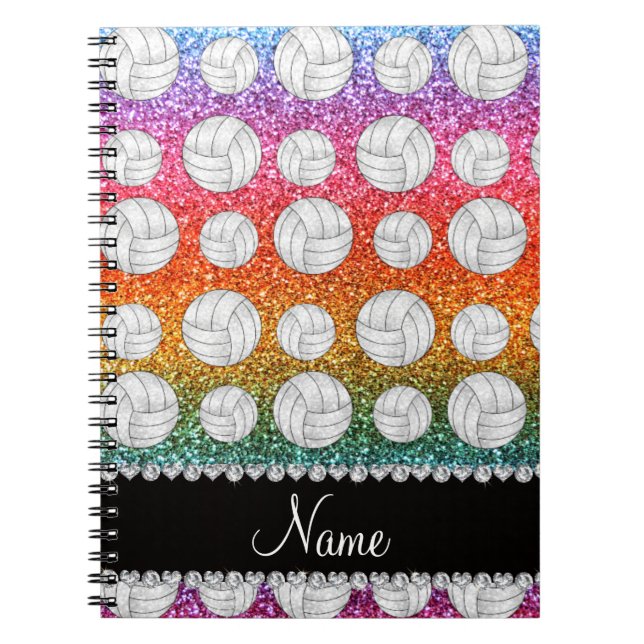 Individuelle Name Glitzer-Volleyball Notizblock (Vorderseite)