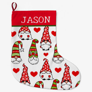 Individuelle Name Gnome Red Heart Weihnachts-Strum Großer Weihnachtsstrumpf