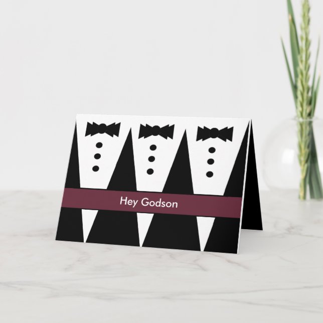 INDIVIDUELLE NAME Godson Einladung Three Tuxedos (Vorderseite)